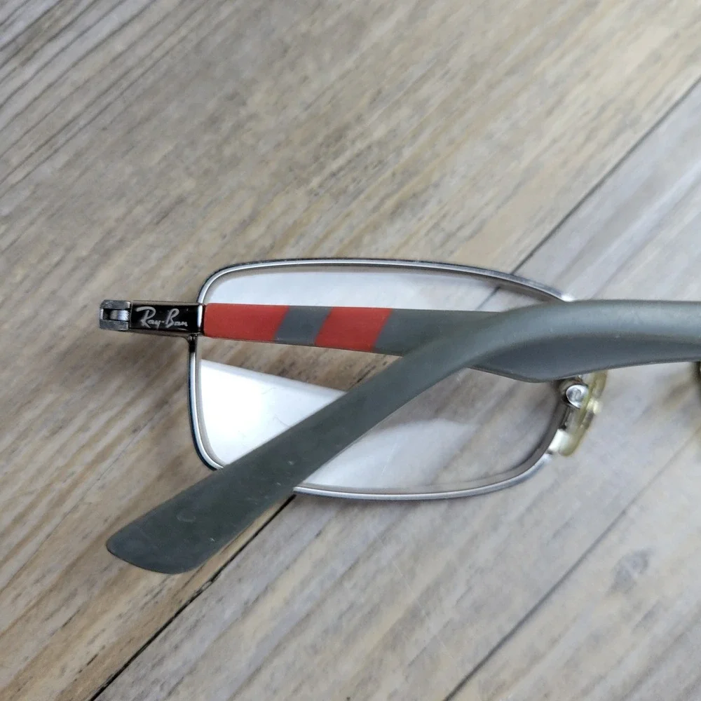 Ray-Ban Eyeglasses Frames RB 1030 4008 Gunmetal Gray Red Striped Kids 47-16-125